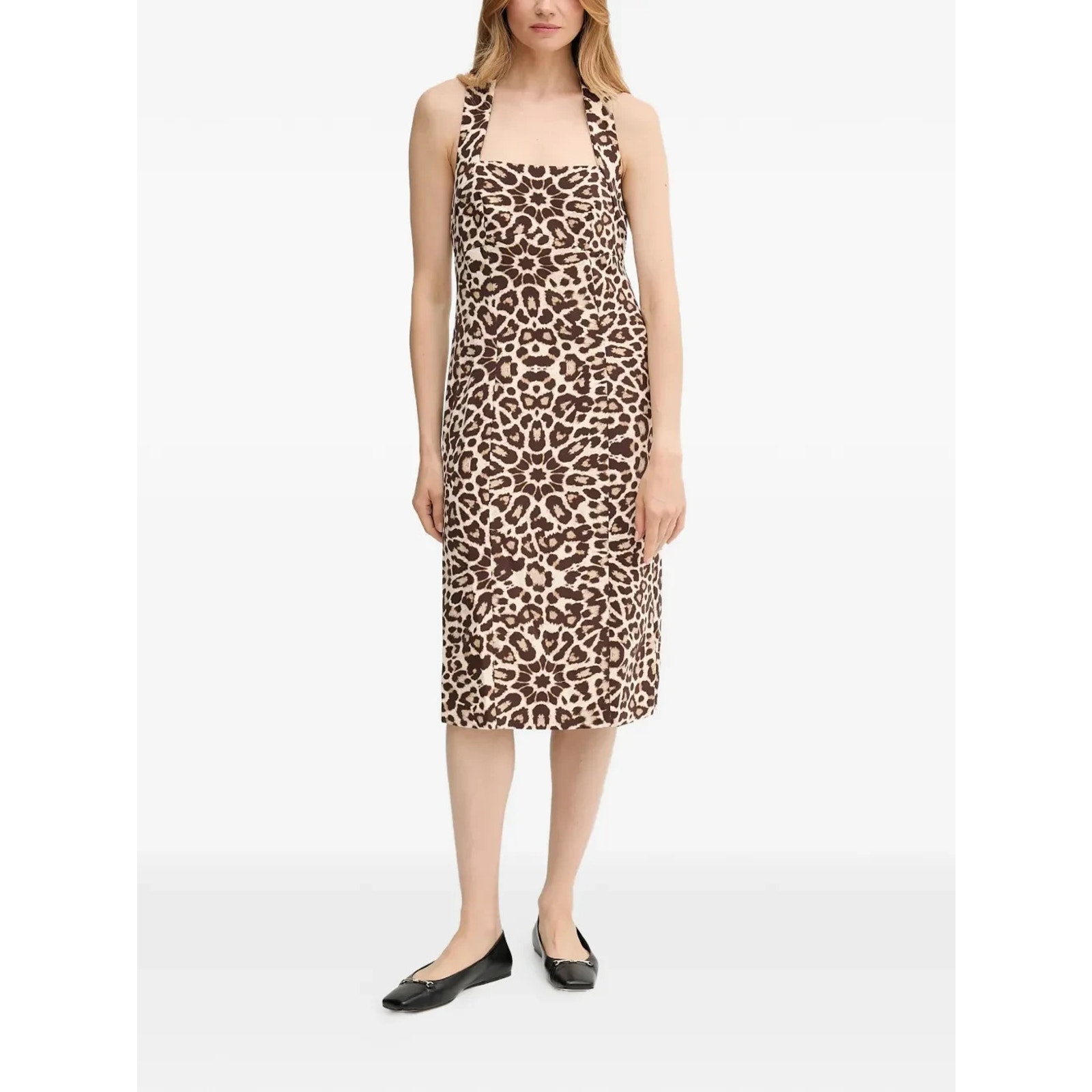 Dkny Criss-Cross Animal-Print Midi Dress Brown Size 14 0400
